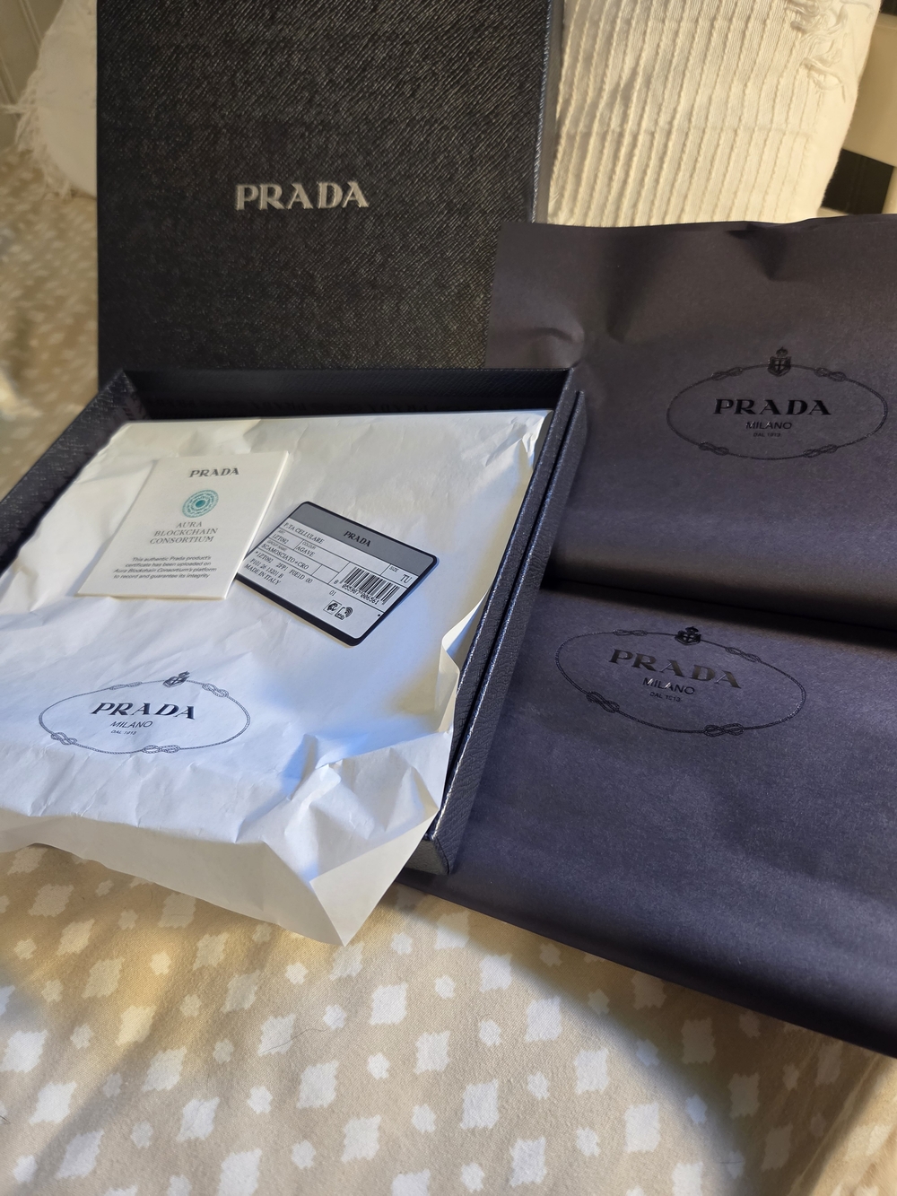 Prada Navy and White Branded Gift Box Set